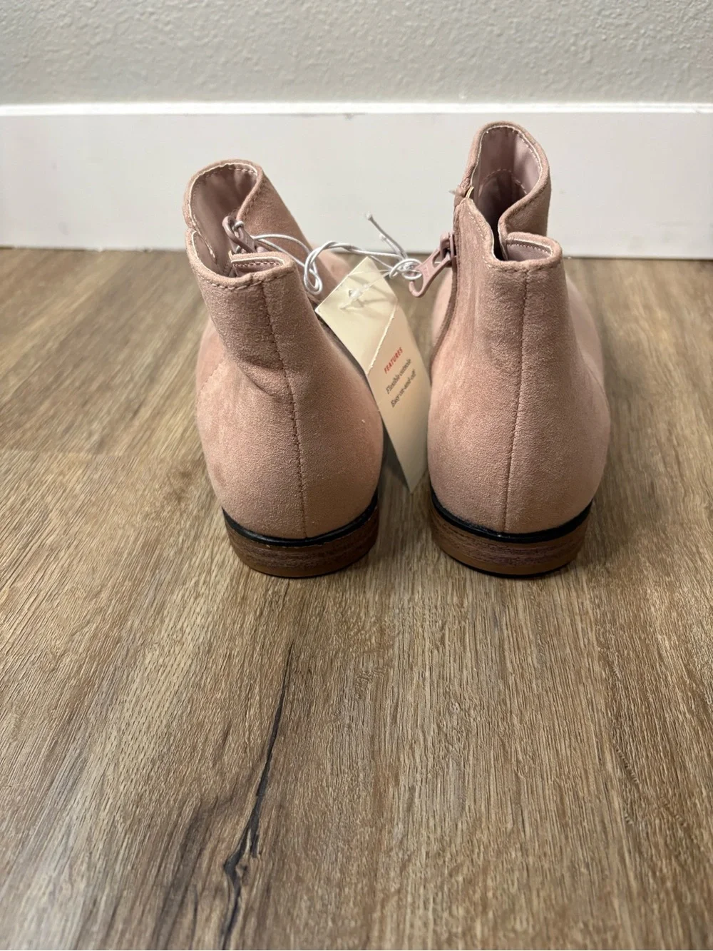Cat & Jack Opal Zipper Booties Blush Pink Faux Suede Girls Size 3 NWT